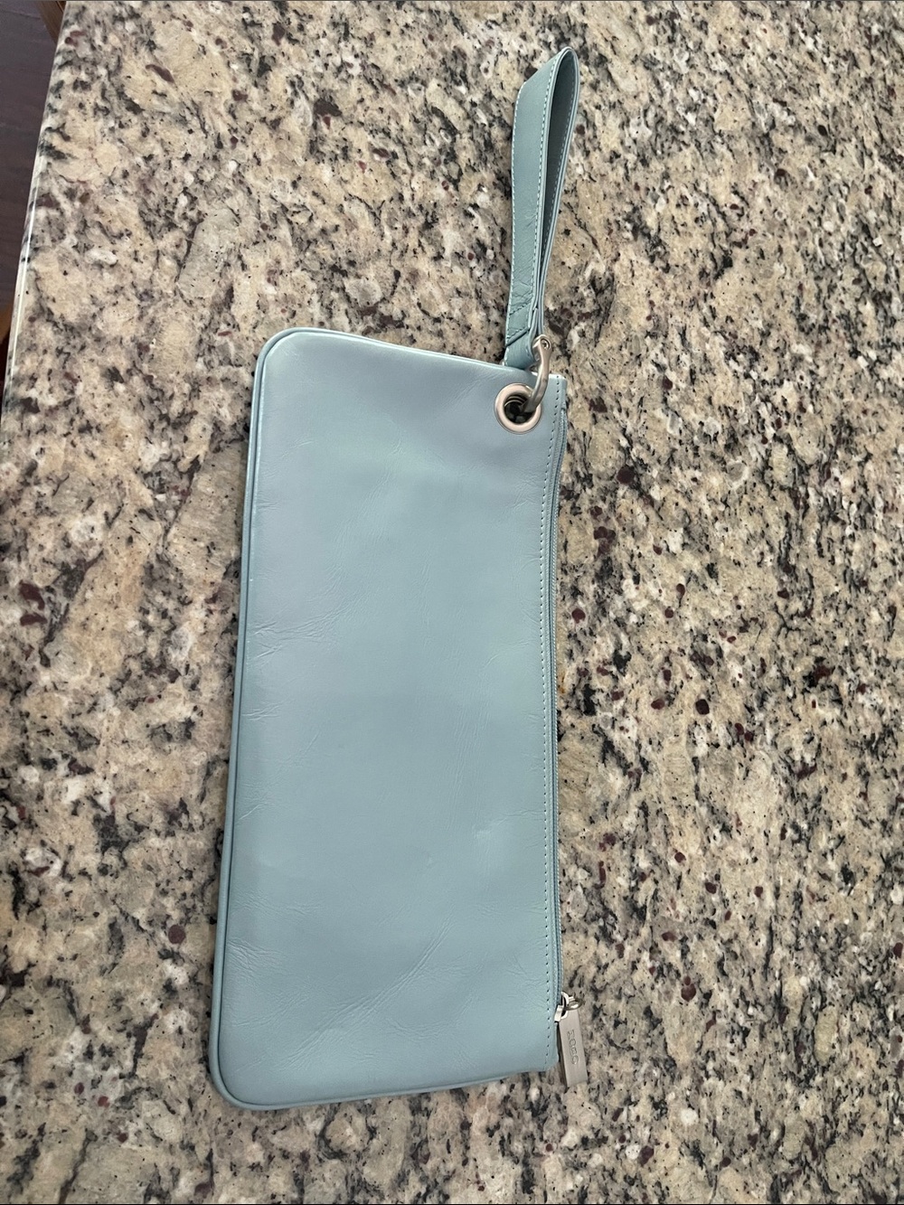 Hobo Light Blue Leather Wristlet Clutch